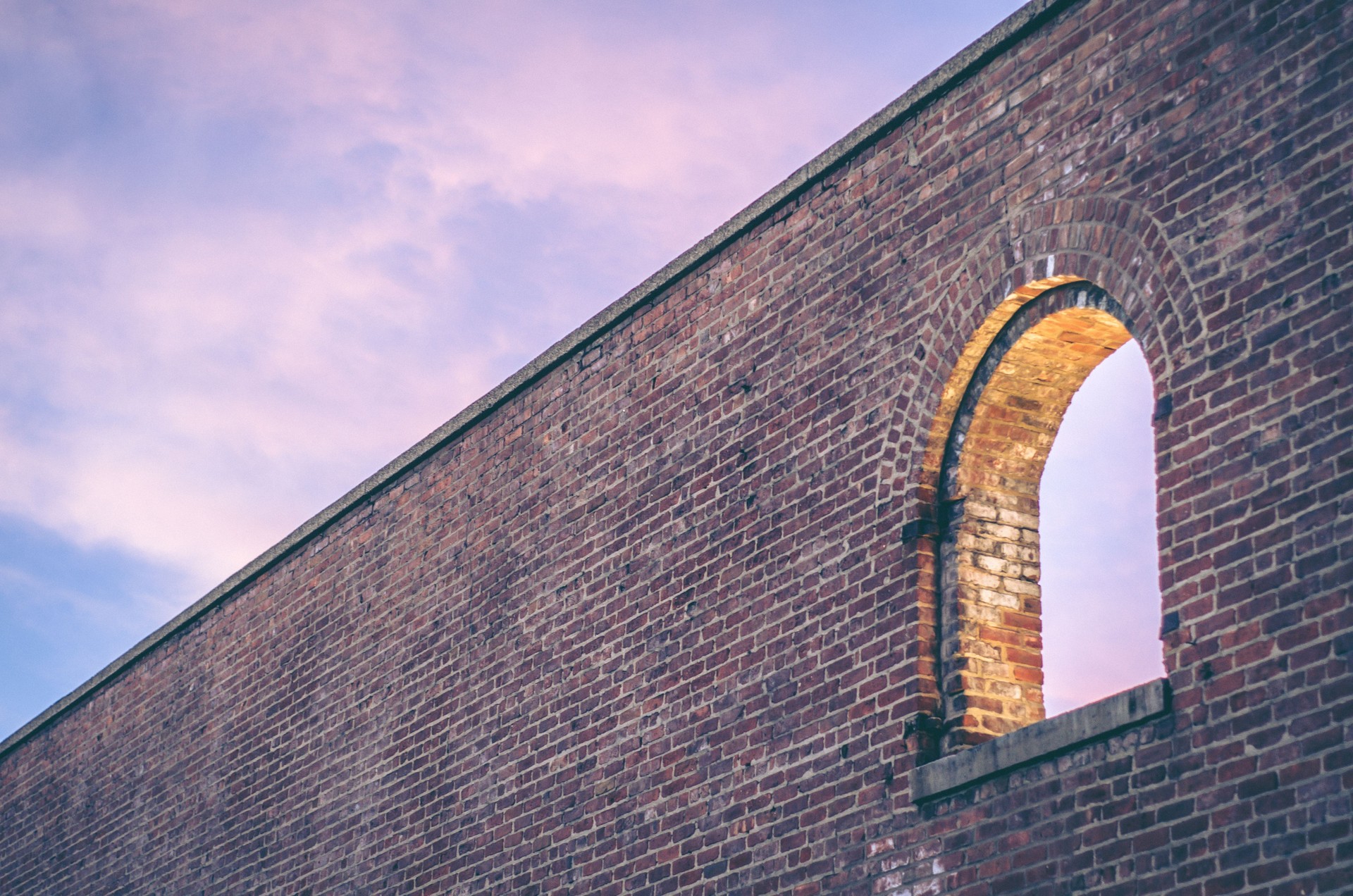 Brick wall in DUMBO Brooklyn New York at Sunset